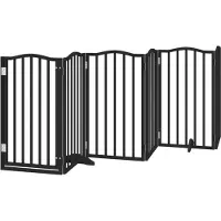 vidaXL Porte pour chien 6 pièces avec porte Pliable Noir 300 cm Bois de peuplier