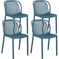 Oviala Lot de 4 chaises de terrasse en plastique bleu canard - Copenhague