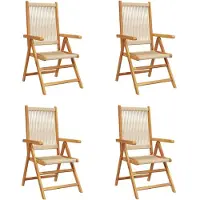 vidaXL Chaise de jardin Réglable 4 pcs. Beige Bois massif Acacia