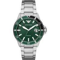 Emporio Armani Montre à affichage analogique vert foncé / argent