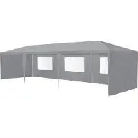 Casa.pro [] Pavillon 900x300x255cm Tente de jardin Tente de fête Tente de jardin Tente à bière Tente de fête Gris foncé