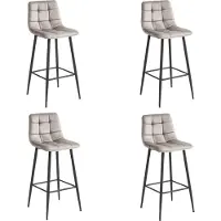 Leobert Tabouret De Bar - - Arceto - Velours Beige Foncé/Pieds Noirs - 43,5 X 49 X 104 Cm - Lot De 4