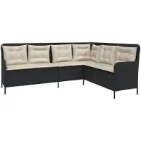 vidaXL Canapé de jardin en L avec coussins noir Poly rotin