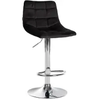 CLP Tabouret de bar Jerry en velours, réglable en hauteur et pivotant à 360°, structure noire, couleur chrome
