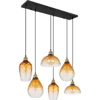 Globo Lighting Suspension 6 lumières Salvy Nid d’abeille en verre ambré