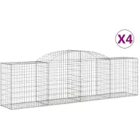 vidaXL Gabions avec arc surélevé 4 pcs. 300x50x80/100 cm Fer galvanisé
