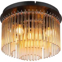 Globo Plafonnier noir Gorley avec verre ambré Ø 32cm