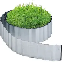 Relaxdays Bordure de pelouse 6 m, bordure de parterre en métal galvanisé, flexible, pour parterres ou pelouses, hauteur 16 cm, couleur argent