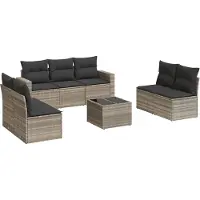 vidaXL Ensemble de jardin canapé 8 pièces avec coussins gris clair Poly rotin