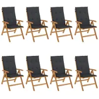 vidaXL Chaises de jardin avec coussins 8 pcs. Bois massif teck