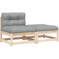 vidaXL Canapé de jardin sans accoudoirs avec coussin et pouf