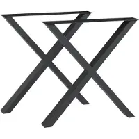 En.casa Support de table 'Greith' pour table à manger bureau en X acier 72 x 79 cm noir