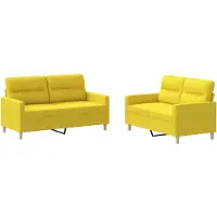 vidaXL Ensemble de canapés 2 pièces avec coussins Tissu jaune clair
