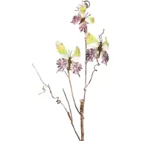 Clayre & Eef Décoration Branche 85 cm Vert Métal Papillons