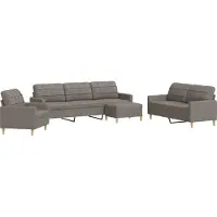 vidaXL Ensemble de canapés 4 pièces avec pouf Taupe Tissu