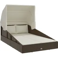 vidaXL Chaise longue avec toit pliant brun 200x114x128 cm Poly rotin