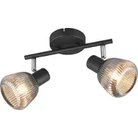 TRIO Spot de plafond TARIFA noir-chromé 2xE14x10W, verre, dim. : 19x29x16 cm, IP20,