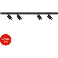 Briloner Rail Système de rail, kit de démarrage, 4x spots GU10, orientable, pivotant, noir, 1,5 m