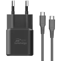 Swissten Chargeur secteur USB-C PD , 35W, avec câble USB-C vers USB-C de 1,5 mètre, couleur noire
