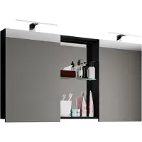 VCM Meuble de salle de bain intemporel | Dimensions env. H. 59 x W. 112 cm D. 12 cm | Deux portes avec compartiments de rangement | Armoire à miroir - Budasi