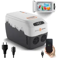 Peme Ice-on Glacière électrique 30 litres pour refroidir et maintenir au chaud, réfrigérateur mobile 12/230V, connexion USB, mode éco, pour le camping et la voiture