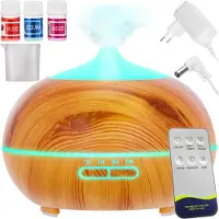 Ruhhy Humidificateur Ionisateur Diffuseur d'arômes 3 en 1 Huiles essentielles Lavande Brise marine Parfum de rose 23510, Couleur:Marron clair
