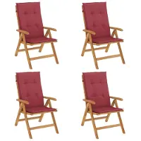 vidaXL Chaises de jardin avec coussins 4 pcs. Bois massif teck