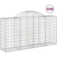 vidaXL Gabions avec arc surélevé 40 pcs 200x50x100/120cm Fer galvanisé