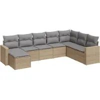vidaXL Ensemble de jardin canapé 8 pièces avec coussins Beige Poly Rattan