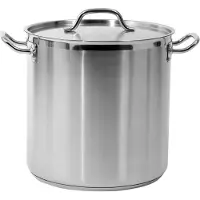 TRIZERATOP Grande casserole en acier inoxydable pour usage professionnel, avec couvercle, dimensions 32 x 32 cm, capacité de 25,7 litres