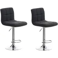 CLP Lot de 2 tabourets de bar « Peru » en tissu, pivotants et réglables en hauteur, gris foncé