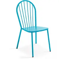 Oviala Chaise bistrot de jardin en métal bleu - Honfleur
