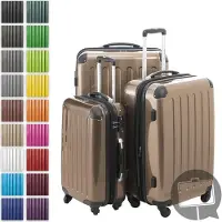 Hauptstadtkoffer - Alex - Set de valises 3 tailles valises à coque dure Trolleys extensible, 4 roulettes, coque dure brillante Set de valises de voyage, expandable travel luggage,Champagne