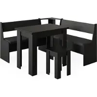 Vicco Groupe de banquettes d'angle Roman Noir 150x150cm avec table, Model 40262