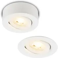 Briloner Desi Spot et spot encastrable LED 2 en 1, Spot et spot encastrable LED 2 en 1, orientable, plat, lumière blanche chaude, blanc, Ø9 x 3 cm