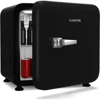 Klarstein Audrey Evo 43L Mini Frigo - Design Rétro, Silencieux 40 dB, Thermostat Réglable, Porte Réversible, Petit Frigo de Chambre, Bureau, Noir