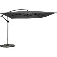 Oviala Parasol déporté 3x3m et 4 dalles à lestées gris - Genova