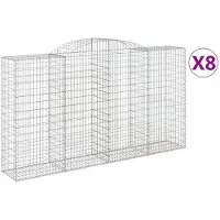 vidaXL Gabions avec arc surélevé 8 pcs. 300x50x160/180cm Fer galvanisé
