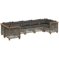 vidaXL Ensemble de salon de jardin 7 pièces avec coussins Gris Poly rotin