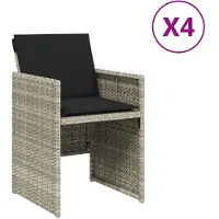 vidaXL Chaises de jardin avec coussins 4 pcs. Gris clair Poly rotin
