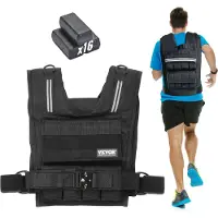 Vevor Gilet de poids réglable 15,85 kg Gilet de poids avec poids de fer & épaulettes & bandes réfléchissantes, gilet de poids corporel