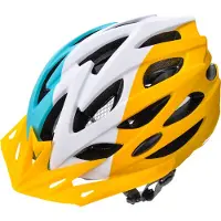 Meteor Marven I casque de vélo homme femme enfant VTT rollerhelm L 58-61 cm bleu / blanc / jaune