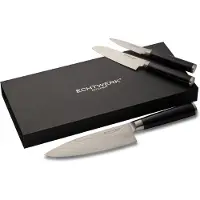Echtwerk Ensemble de couteaux damassés, 3 pièces, couteau damassé, couteau de chef, couteau de cuisine, acier damassé / bois de pakka, argent / noir, EW-DM-0375