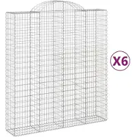 vidaXL Gabions avec arc surélevé 6 pcs. 200x50x220/240cm Fer galvanisé
