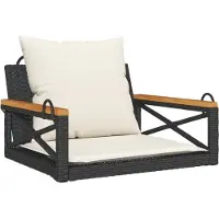 vidaXL Fauteuil suspendu avec coussin noir 63x62x40 cm Poly rotin