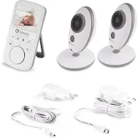 Lionelo Babyline 5.1 Babyphone avec caméra Moniteur bébé Communication bidirectionnelle Portée de 300 mètres Deux caméras dans le kit Mode nuit Système VOXBlanc