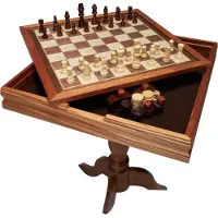 Vevor Jeu d'échecs VEVOR en bois, 650 x 650 x 675 mm Jeu d'échecs, Jeux d'échecs de bureau avec pièces d'échecs, Set d'échecs pour les activités familiales de fête, échecs de voyage, enfants, Chess Board