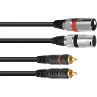 Omnitronic Câble adaptateur 2xXLR(M)/2xCinch 3m sw