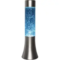Fisura Lampe à lave scintillante de 30 cm avec socle argenté et liquide bleu