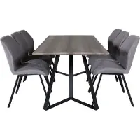 Ebuy24 MarinaGRBL ensemble table, table El boisReproduction gris et 6 Gemma chaises gris.